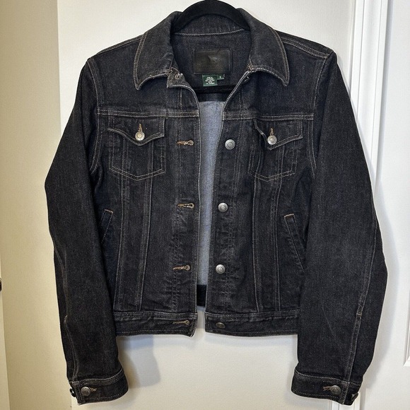 Ralph Lauren Womens Dark Denim Jean Jacket S Black Full Button Up‎ - Picture 2 of 9